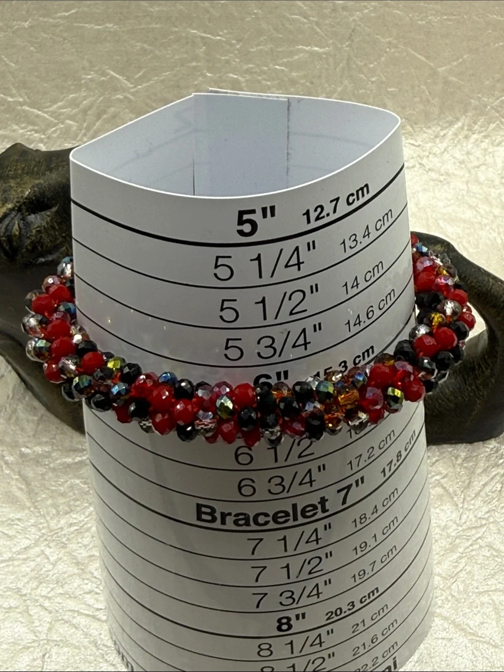 Desert Dancer Handcrafted Red & Black faceted mini Beaded Twist Stretch Bracelet